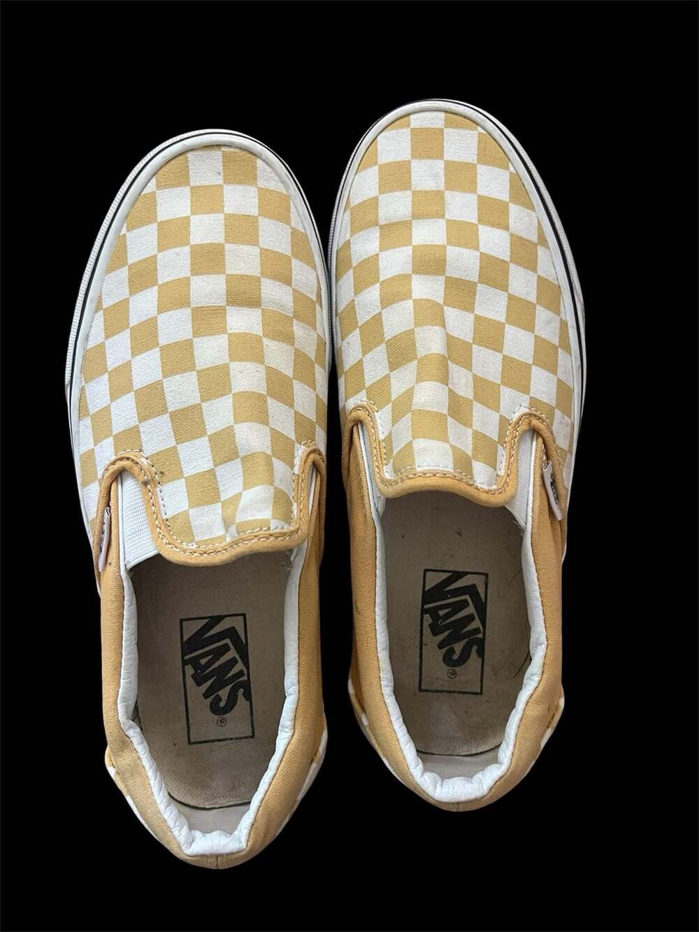 Vans Classic Slip-On Checkerboard Sneakers in Yellow and White